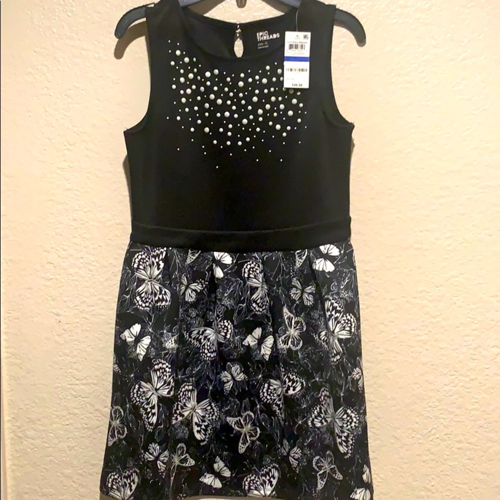 Black and white butterfly dress